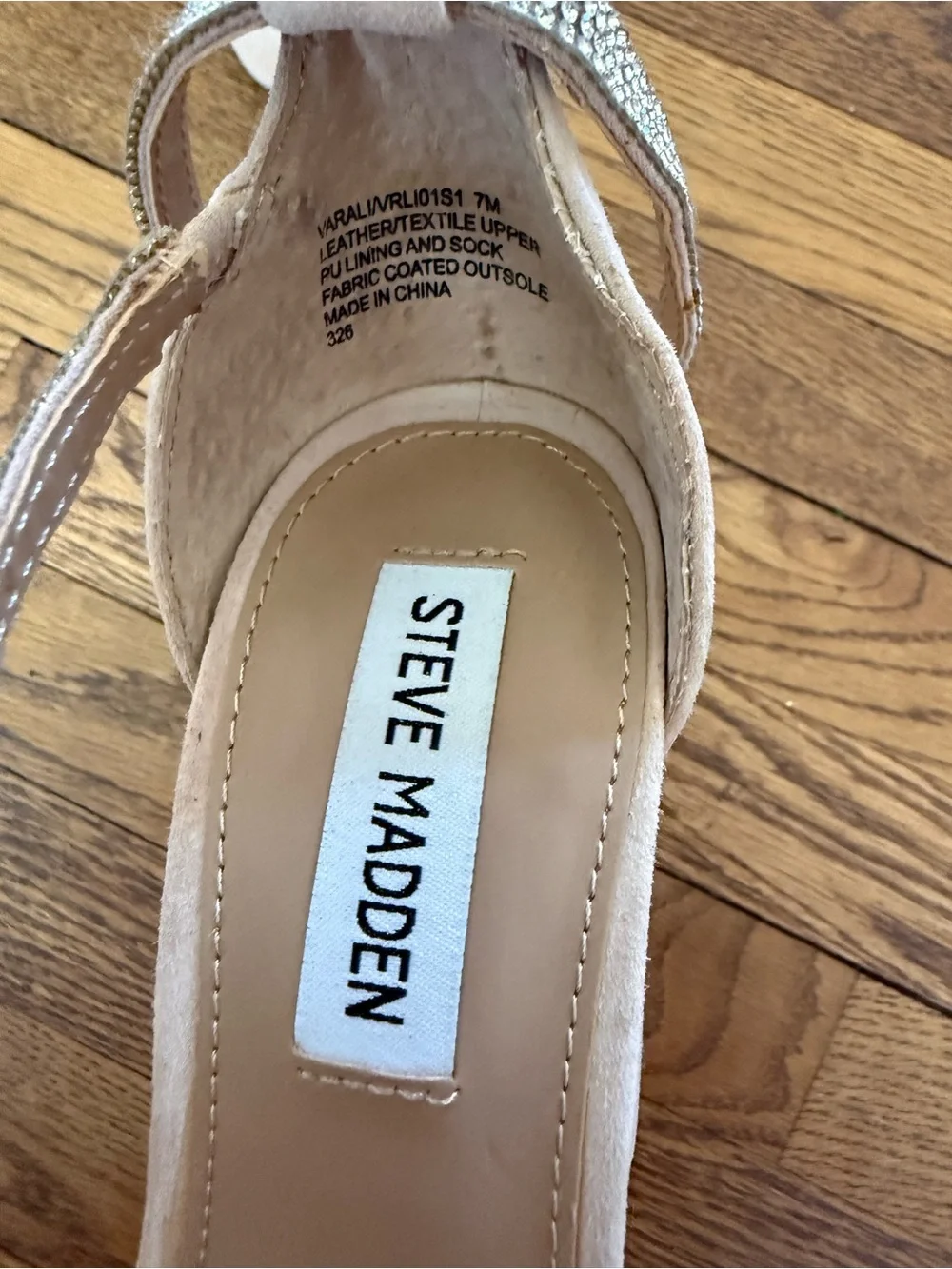 Steve Madden Nude Suede Block Heels with Rhinestone Straps size 7